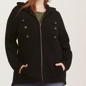 Torrid French Terry Fleece Military Hooded Jacket - 0